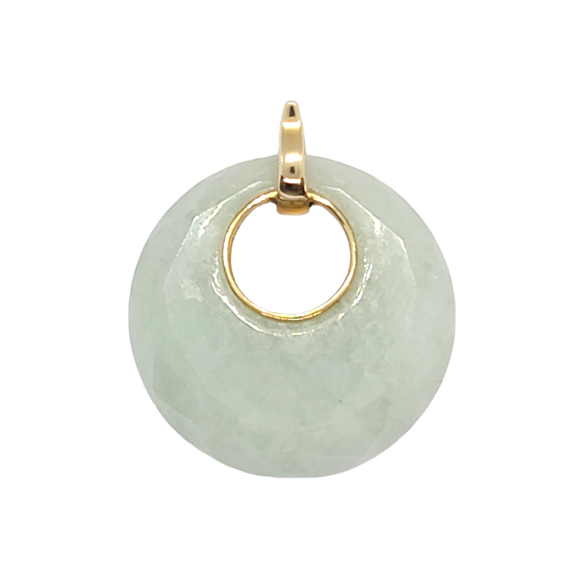 14kt Yellow Gold Natural Jade Round Pendant