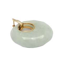 14kt Yellow Gold Natural Jade Round Pendant