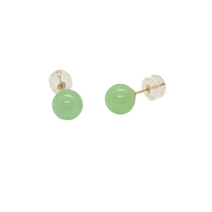 14kt Yellow Gold Medium Green Jade Studs