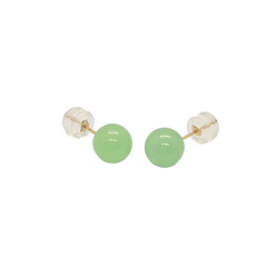 14kt Yellow Gold Medium Green Jade Studs