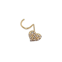 14kt Yellow Gold Heart Nose Ring CZ