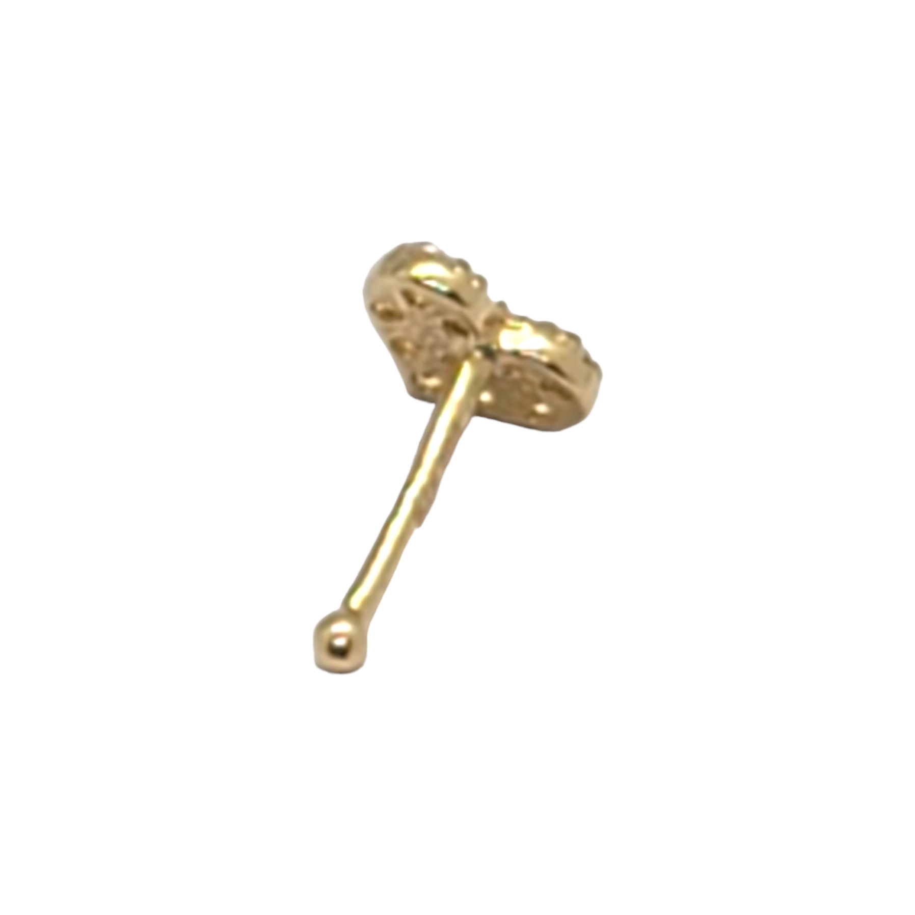 14kt Yellow Gold Heart Nose Ring CZ