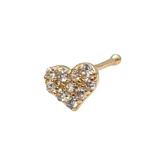 14kt Yellow Gold Heart Nose Ring CZ