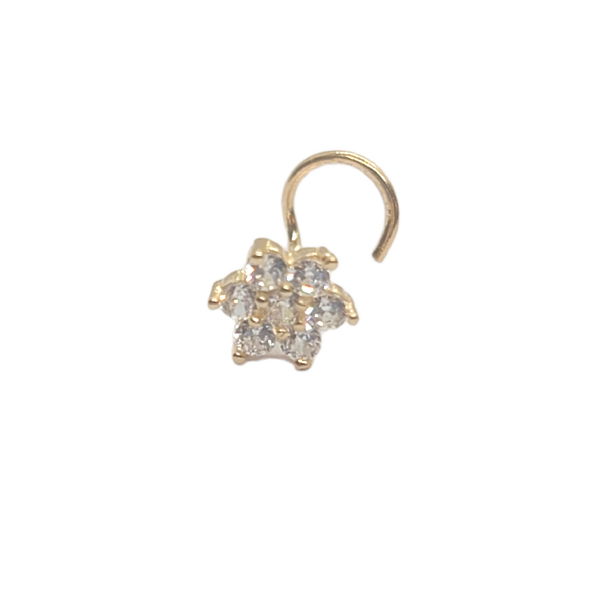 14kt Yellow Gold  Flower Nose Ring Screw Back