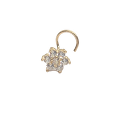 14kt Yellow Gold  Flower Nose Ring Screw Back