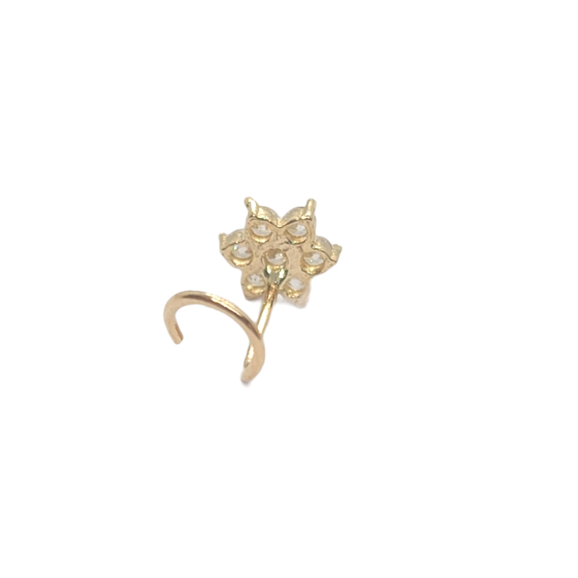 14kt Yellow Gold  Flower Nose Ring Screw Back