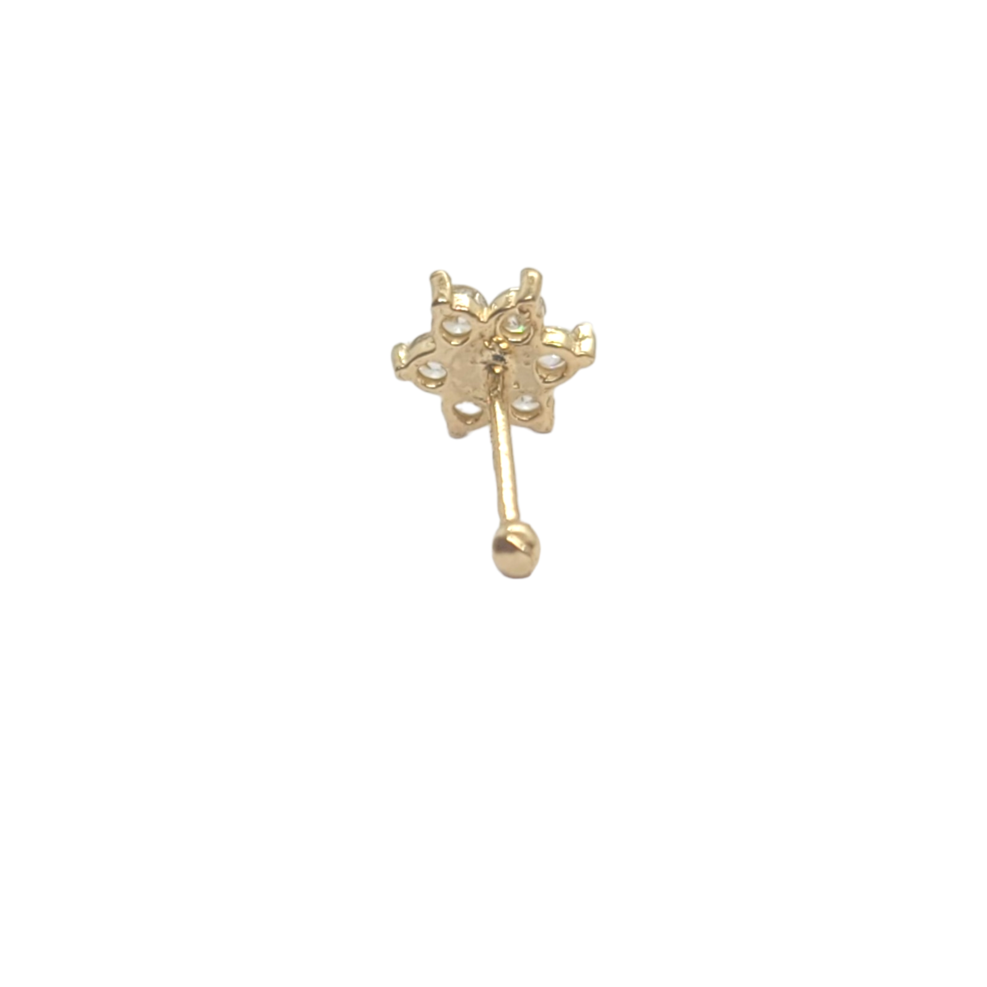 14kt Yellow Gold Nose Ring Flower Ball Back