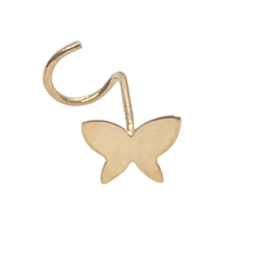 14kt Yellow Gold Butterfly Nose Ring Screw Back