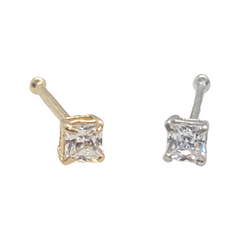 14kt Nose Stud Square Cut 2.5mm CZ