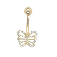 14kt Yellow Gold Butterfly Belly Ring CZ