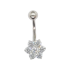 14kt White Gold Flower Belly Ring