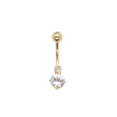 14kt Round Stone CZ Belly Ring