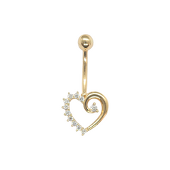 14kt Heart Belly Ring CZ