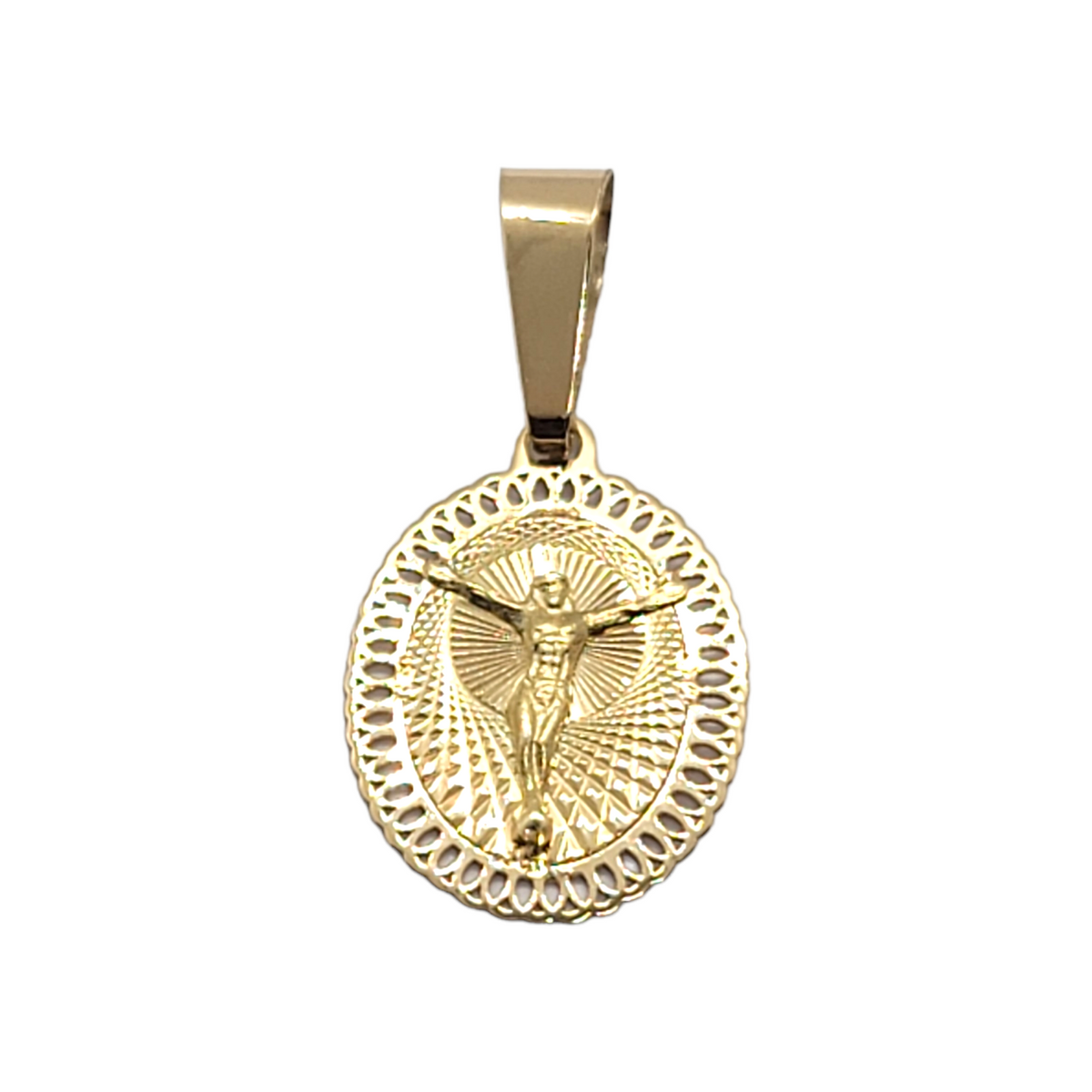 10kt Yellow Gold Jesus Crucifix Oval Medallion