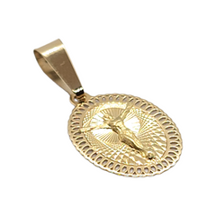 10kt Yellow Gold Jesus Crucifix Oval Medallion