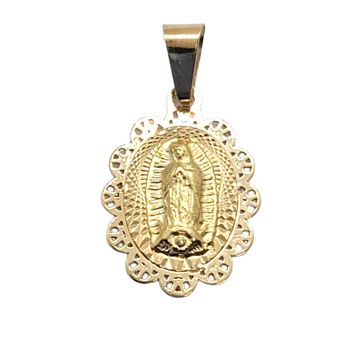 10kt Yellow Gold Virgen Guadalupe - Scalloped Pendant