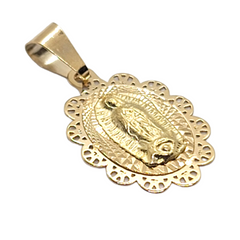 10kt Yellow Gold Virgen Guadalupe - Scalloped Pendant