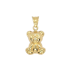 14kt Yellow Gold Hollow Teddy Bear Charm Pendant