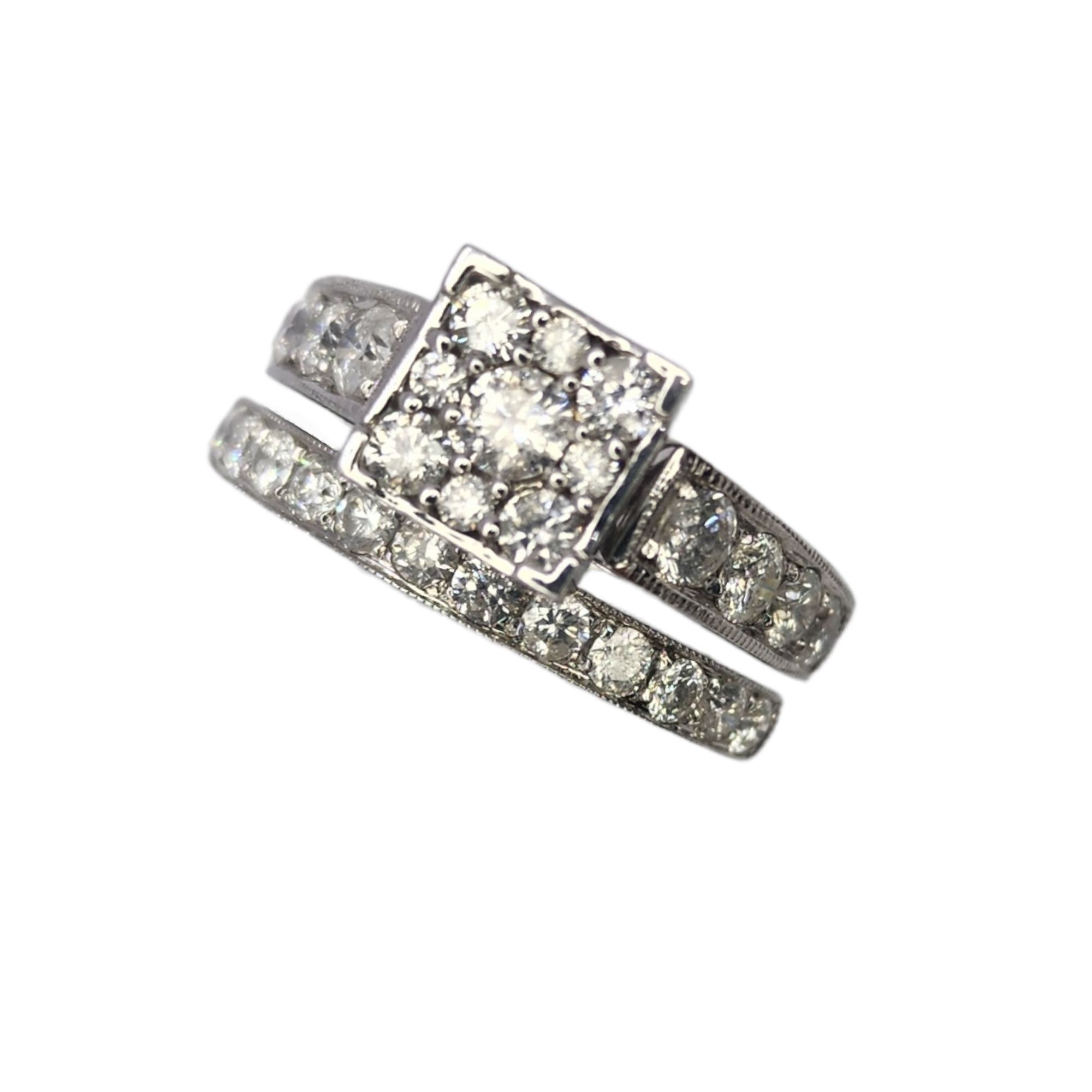 14kt White Gold 1.80ct Diamond Bridal Set