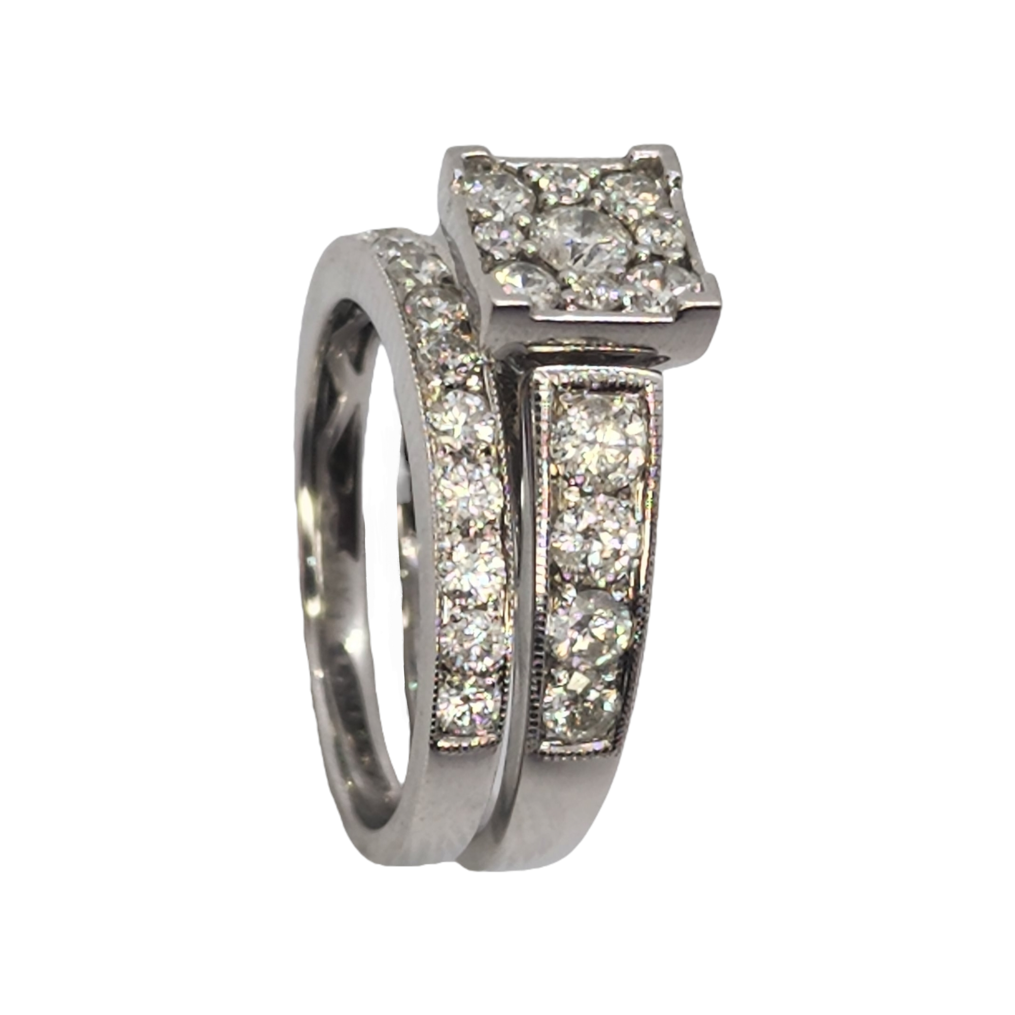 14kt White Gold 1.80ct Diamond Bridal Set