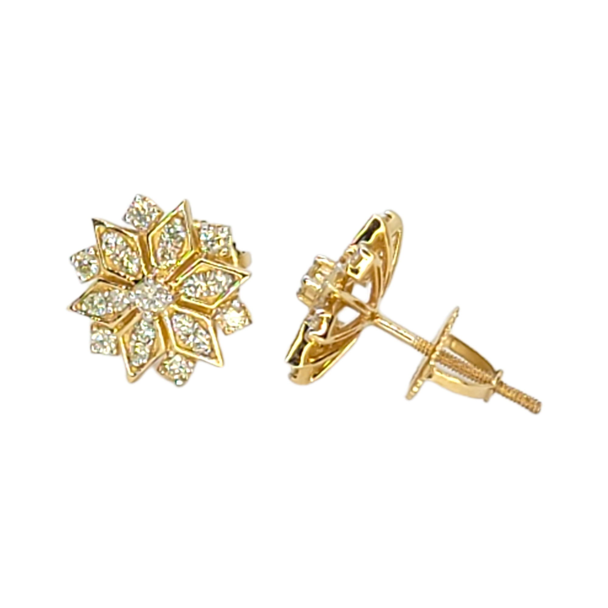 14kt Snowflake 0.55ct Diamond Screwback Earrings