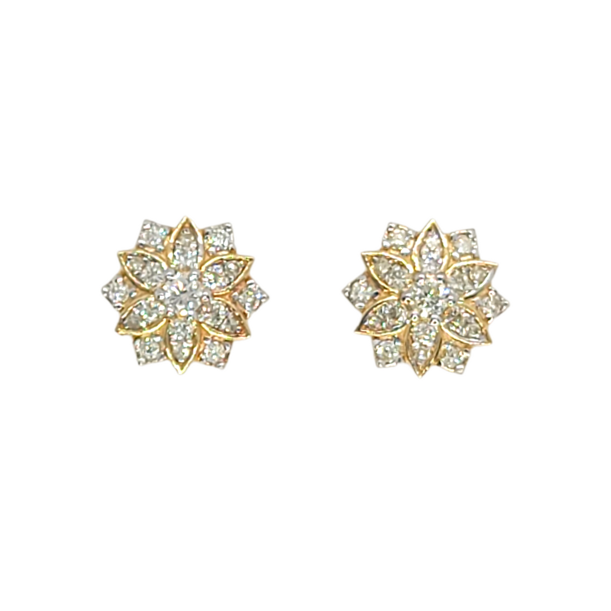 14kt Yellow Gold Snowflake 0.53ct Diamond Screwback Earrrings