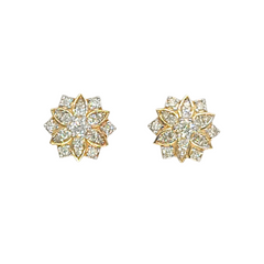 14kt Yellow Gold Snowflake 0.53ct Diamond Screwback Earrrings