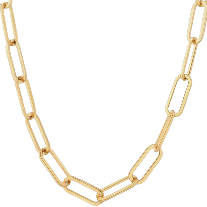 14kt Yellow Gold Hollow Paper Clip Chain -5.6mm