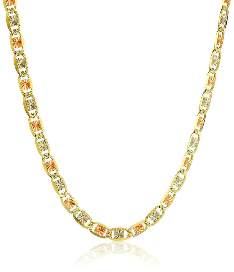 14kt Tri-Color4 Gold 2.0mm Fancy Chain Link